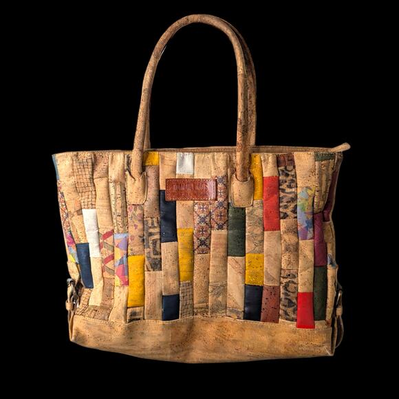 Patchwork Cork Leather Bag ~ Made in Portugal - Picture 1 of 10